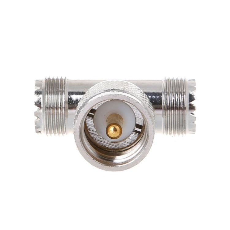 T-shape UHF Male PL259 To 2 UHF Female Adapter T-shape UHF Male PL259 To 2 UHF Female Adapter
